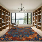 Rich Azure Floral Medallion Rug