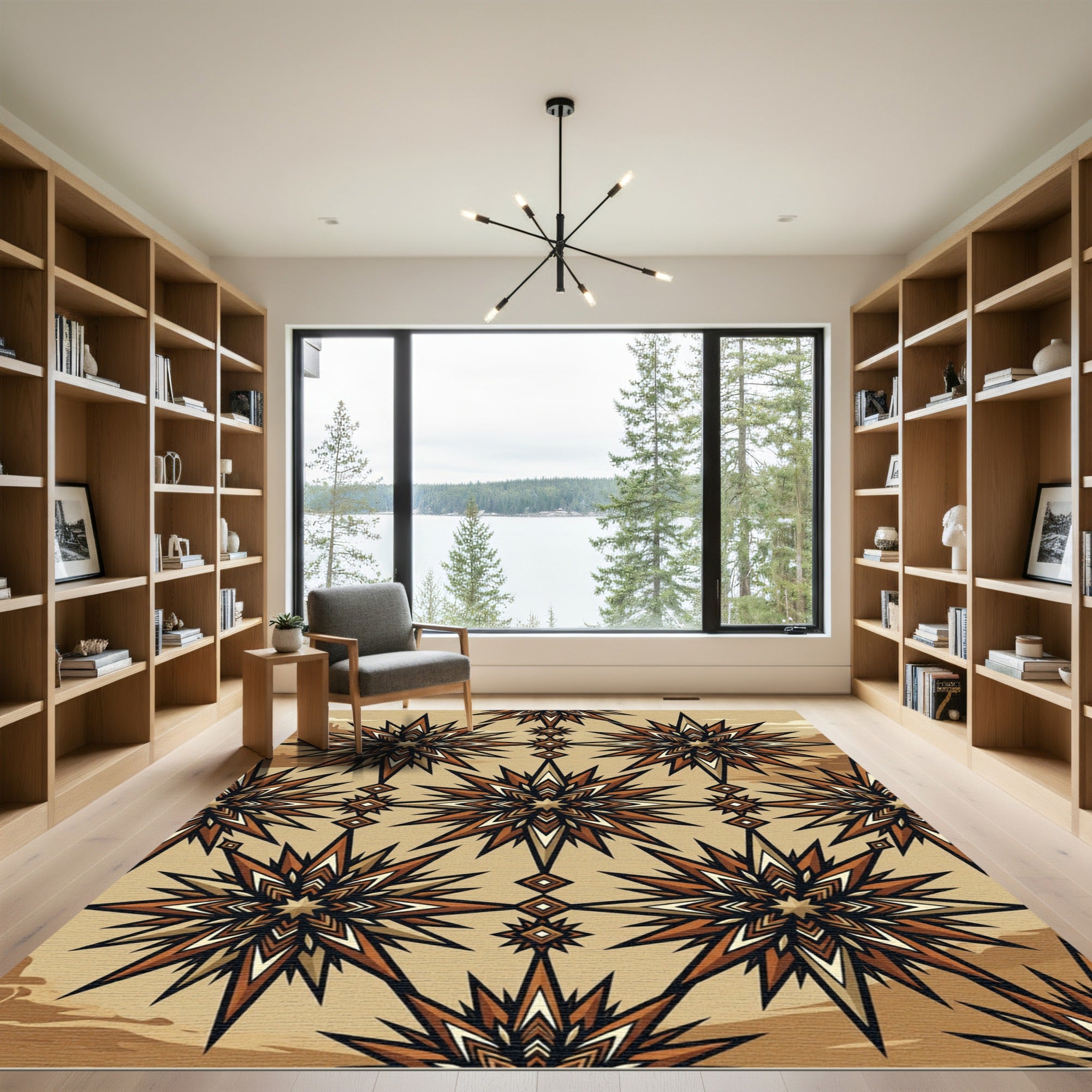 Desert Earth Toned Geometric Starburst Rug