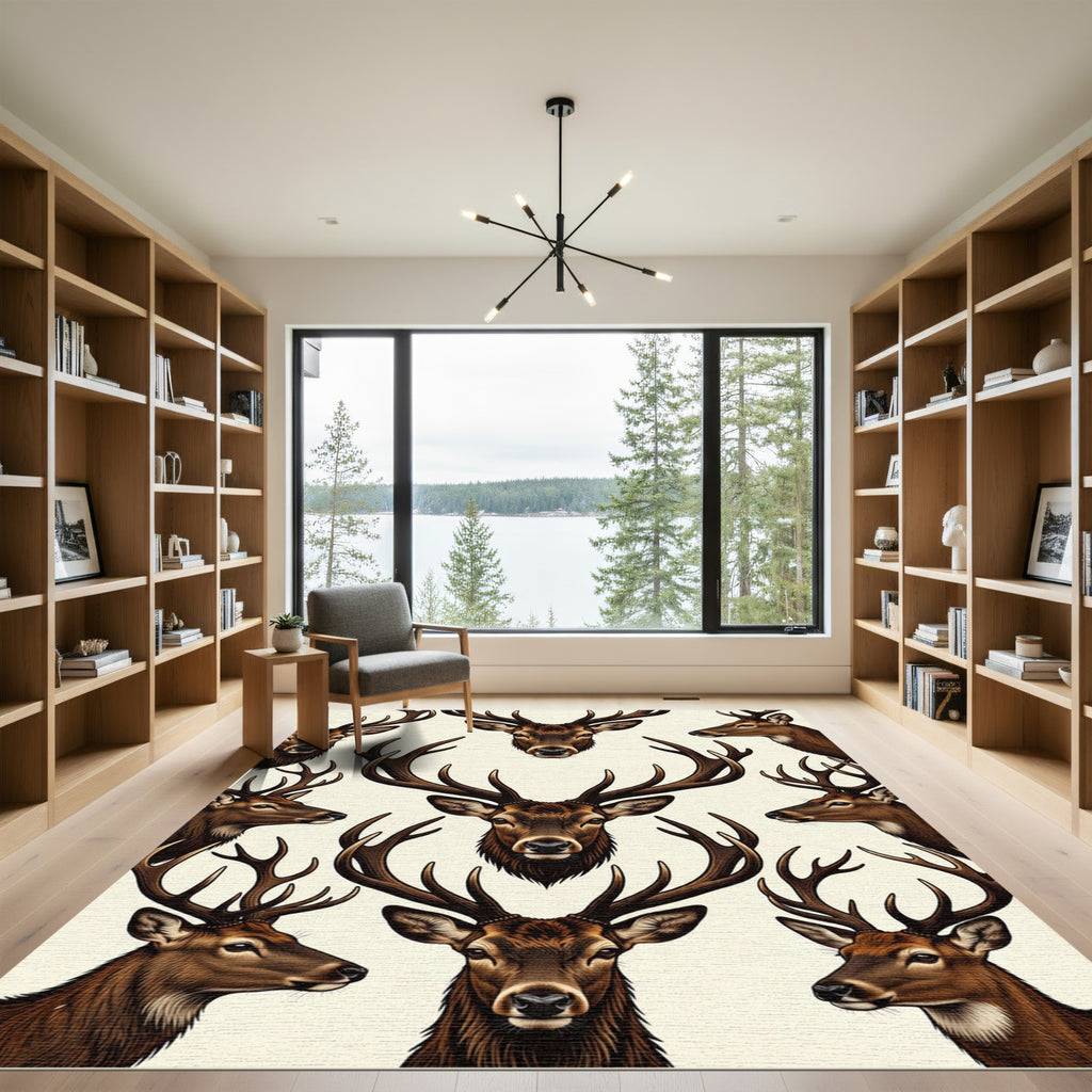 Majestic Woodland Stag Portrait Rug