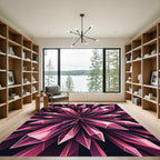 Radiant Magenta Crystal Geometric Starburst Rug