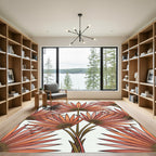 Art Deco Coral Palm Fan Tropical Rug