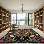 Ornate Floral Medallion Jewel Art Rug