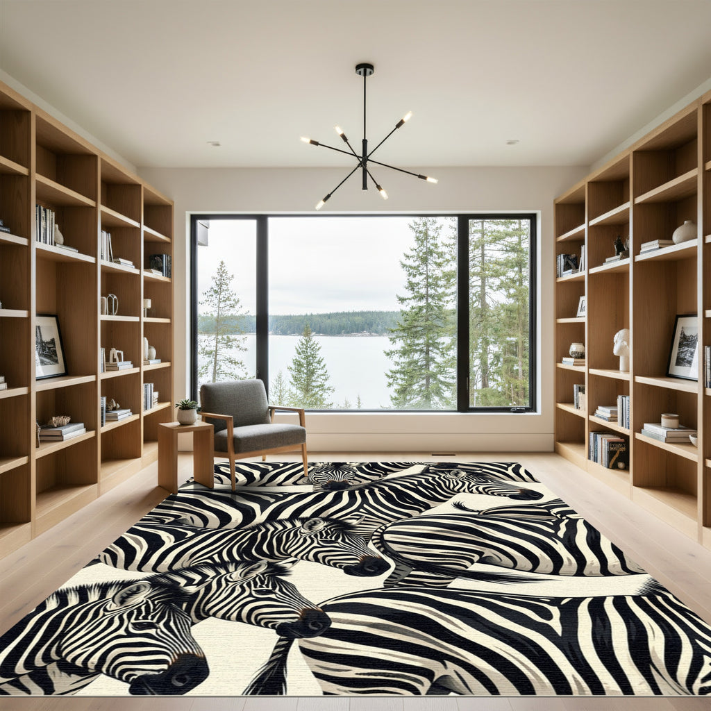 Bold Monochrome African Zebra Stripe Rug