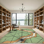 Modern Sage Topographic Cartography Grid Rug