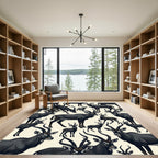 Sable Antelope Dark Wildlife Illustration Rug