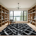 Monochromatic Gray Geometric Sculpture Rug