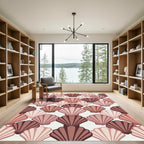 Scalloped Blush and Terracotta Shell Grid Rug