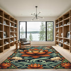 Elegant Burnt Orange Zen Lotus Rug