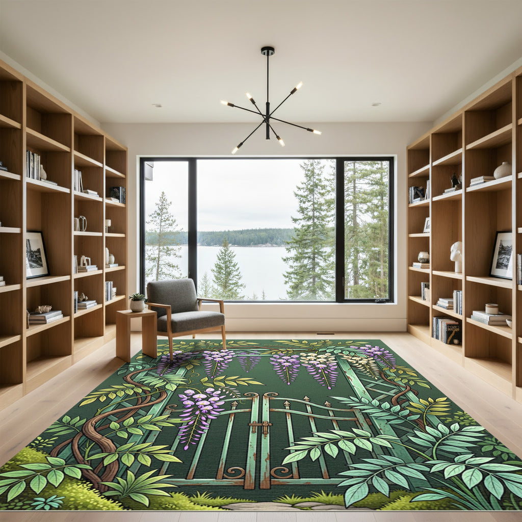 Purple Wisteria Garden Archway Rug