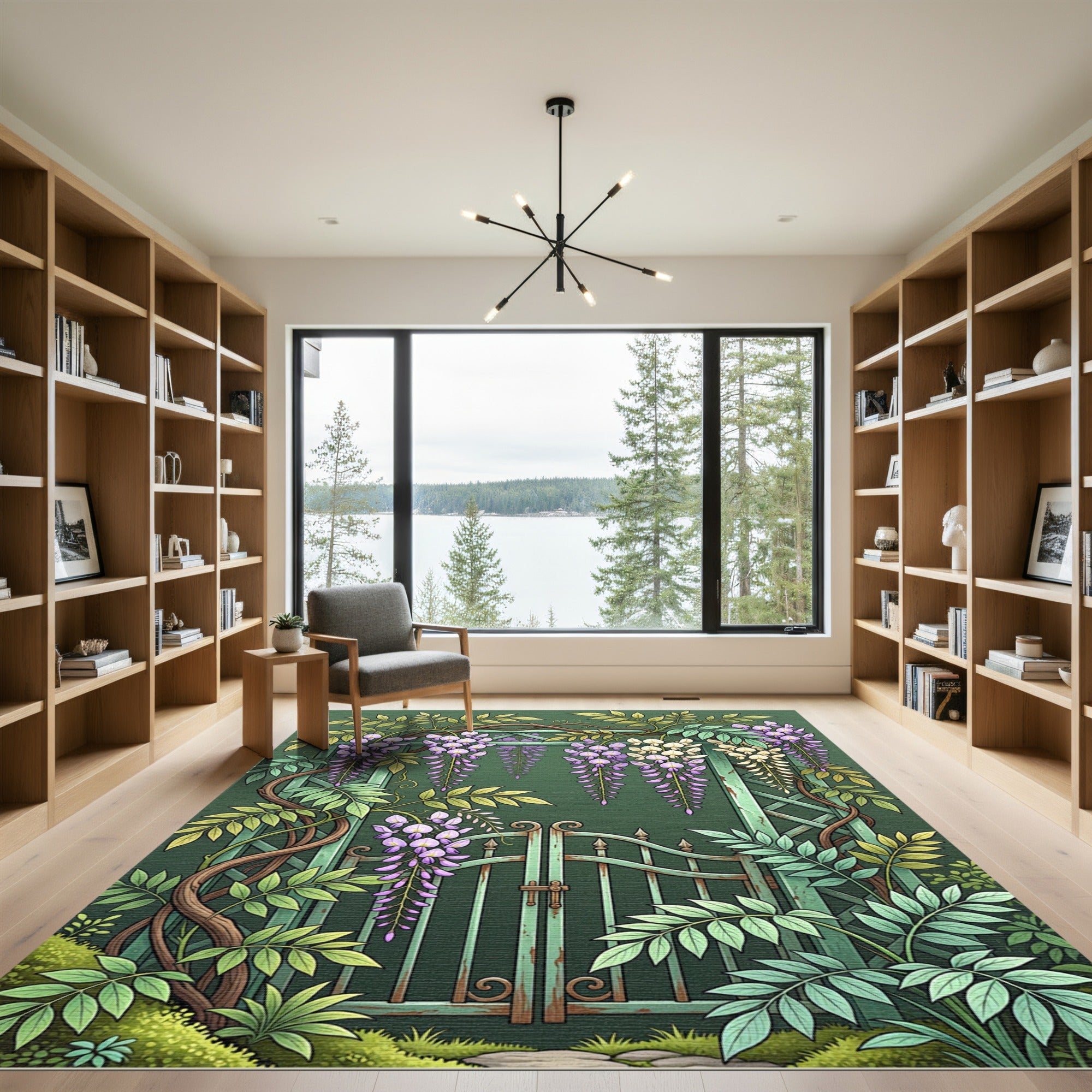 Purple Wisteria Garden Archway Rug
