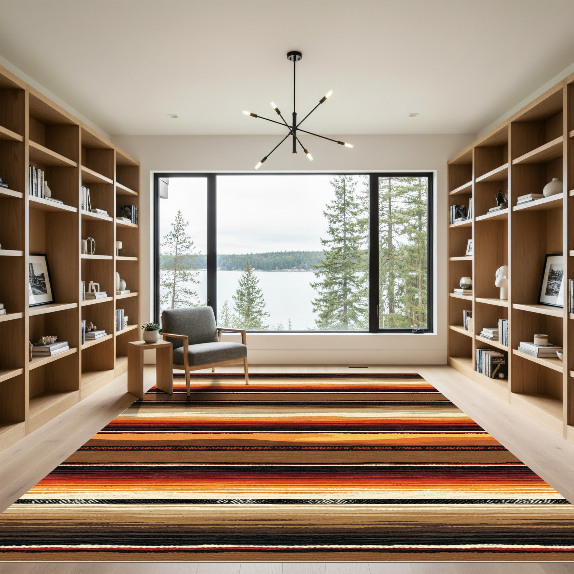 Earthy Sunset Geometric Striped Rug