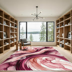 Blush and Burgundy Abstract Flowing Swirls Rug