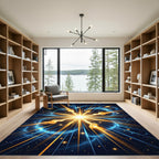 Cosmic Radiant Gold Burst Starry Sky Rug