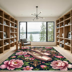 Vintage Pink Floral Ballet Shoe Medallion Rug