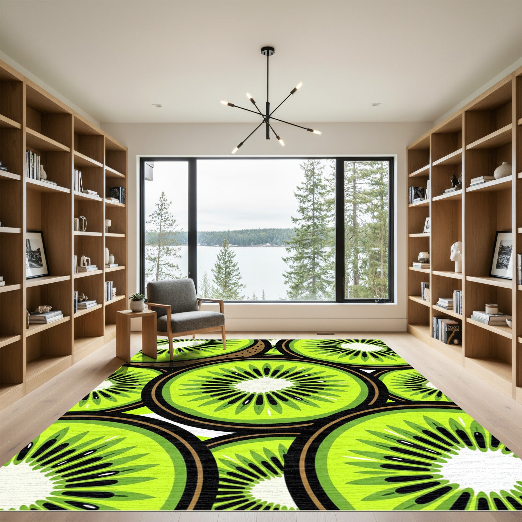 Lush Green Vibrant Kiwi Fruit Slice Rug