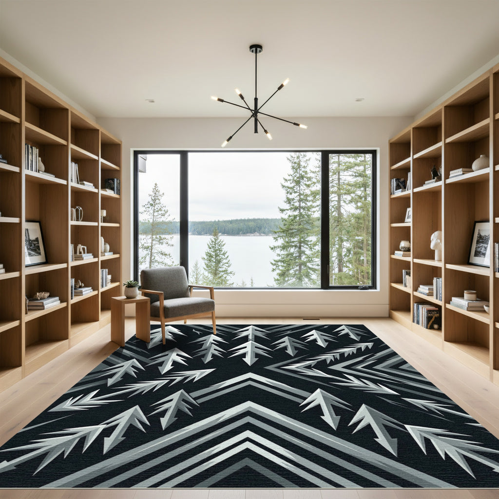Geometric Silver Arrow Array Rug