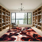 Crimson Swirl Abstract Explosion Rug
