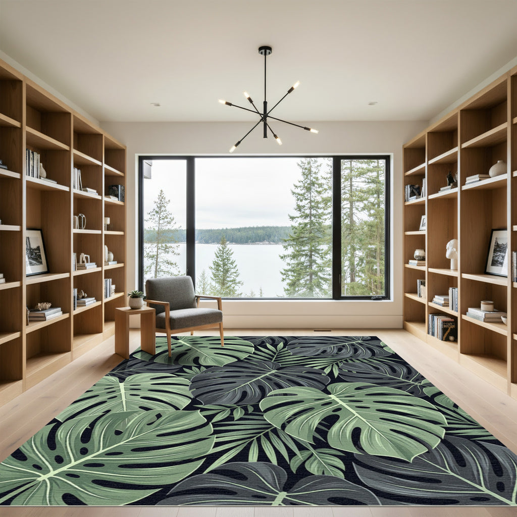 Monstera Leaf Tropical Foliage Rug