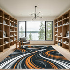 Dynamic Cosmic Rocket Swirl Abstract Art Rug