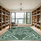 Sage Green Art Deco Geometric Labyrinth Rug