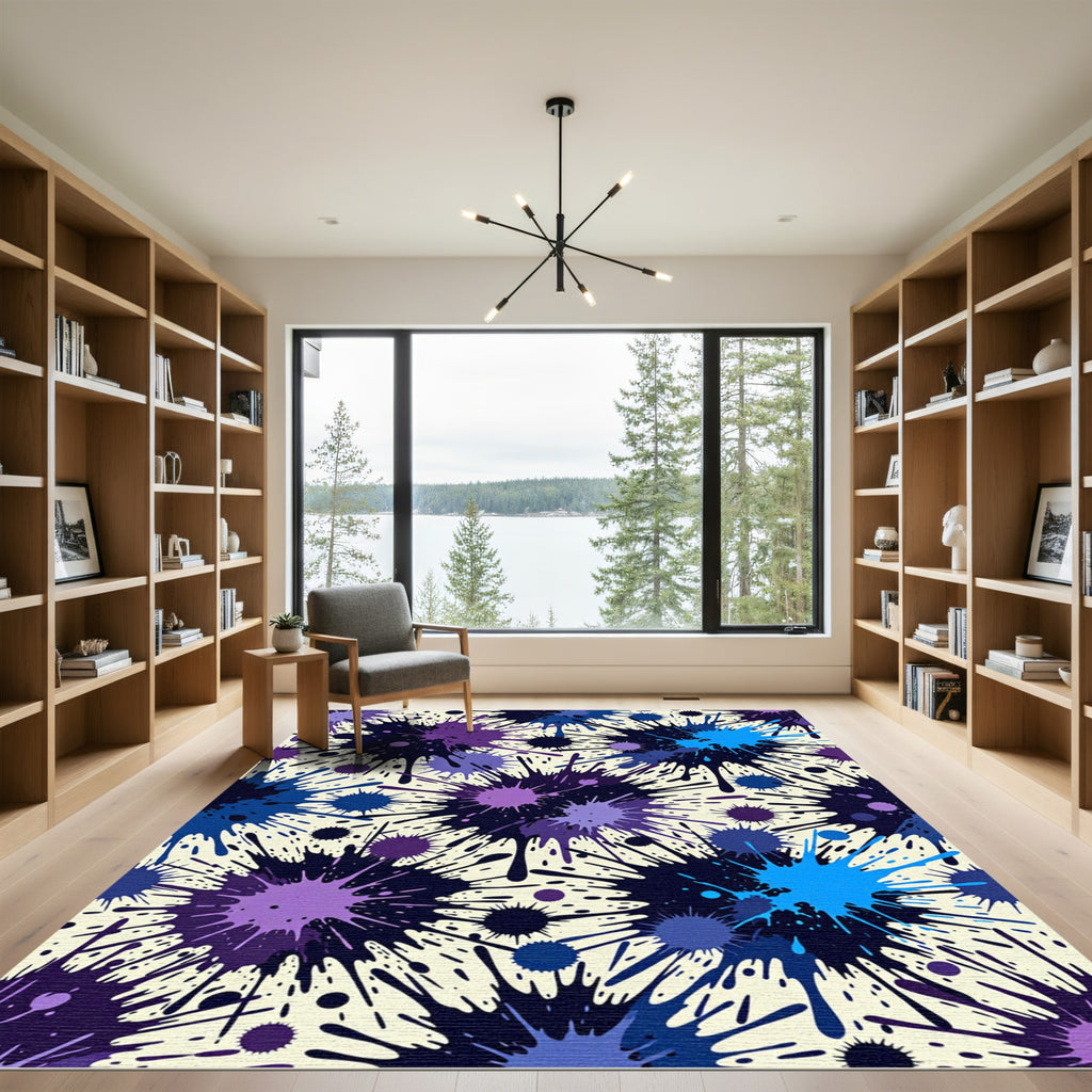 Vivid Purple Blue Paint Splatter Rug