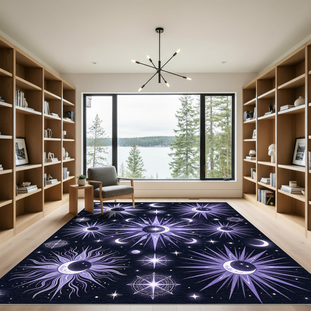 Cosmic Celestial Moon Starburst Rug