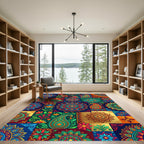 Vibrant Paisley Floral Medallion Collage Rug