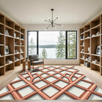 Copper Geometric Lattice Interwoven Lines Rug