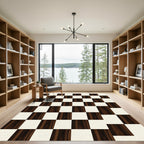 Dark Wood Grain Checkerboard Rug