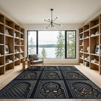 Ethereal Charcoal Floral Arched Lattice Rug