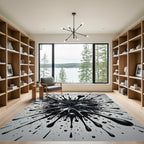 Monochrome Liquid Ink Splash Abstract Rug