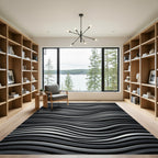 Monochromatic Silver Wave Curve Rug