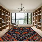 Geometric Feather Arrow Southwest Orange Rug