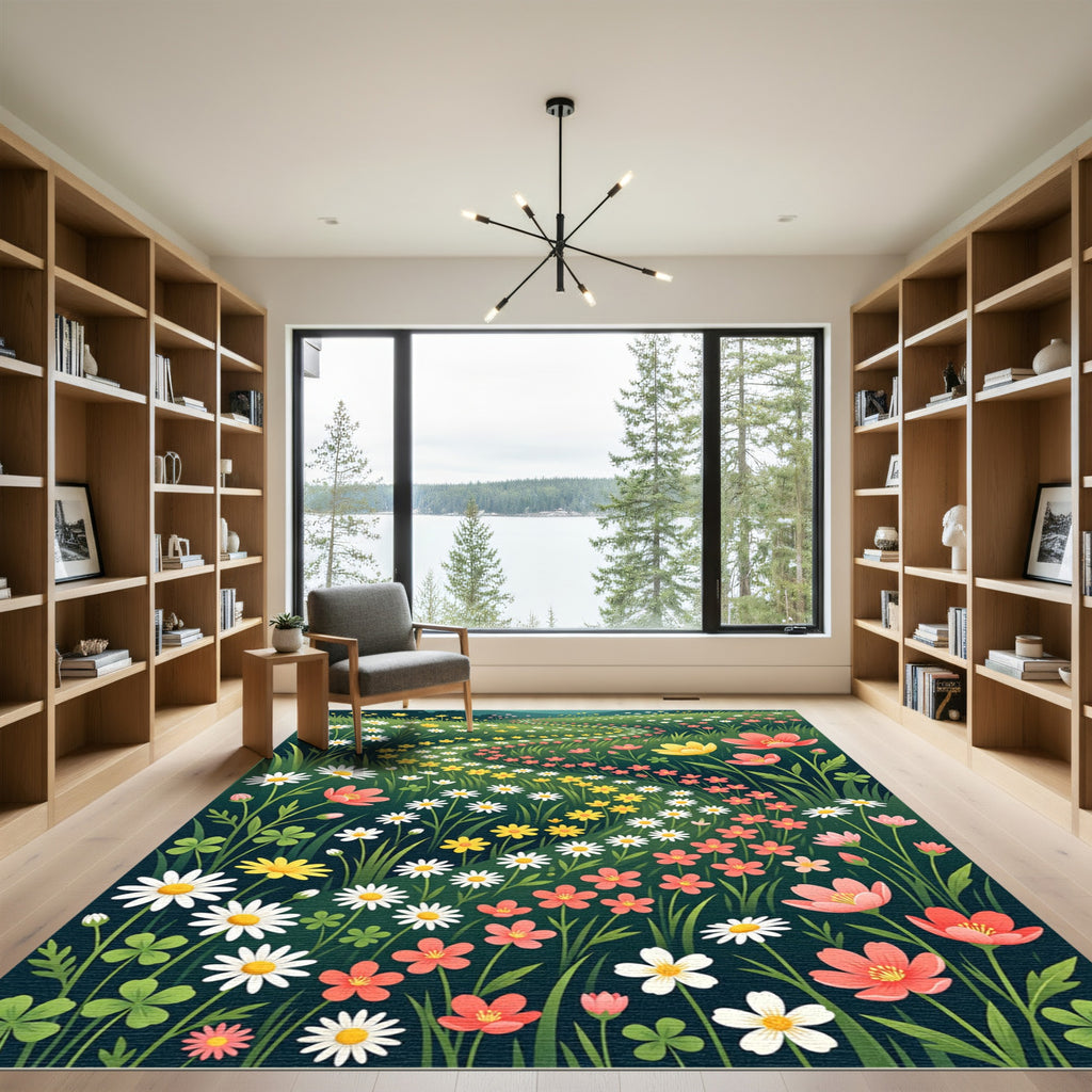 Whimsical Floral Meadow Path Rug