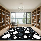 Dark Gray White Droplet Pattern Rug