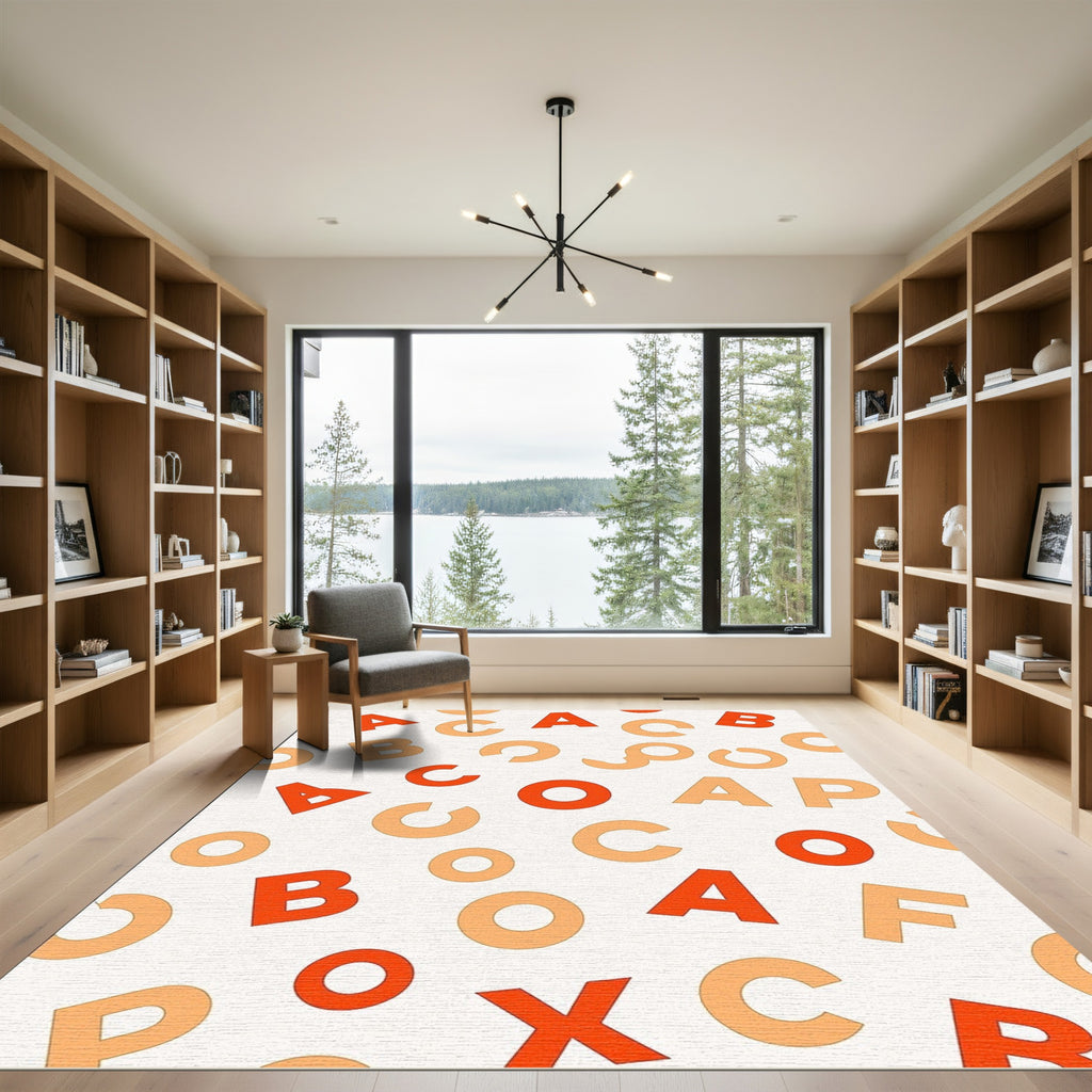 Alphabet Scatter Red Orange Rug