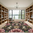 Elegant Floral Portrait Cameo Blush Rug