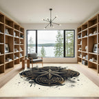Gilded Compass Emblem Bronze Filigree Rug