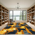 Playful Orange Tabby Black Cat Collage Rug