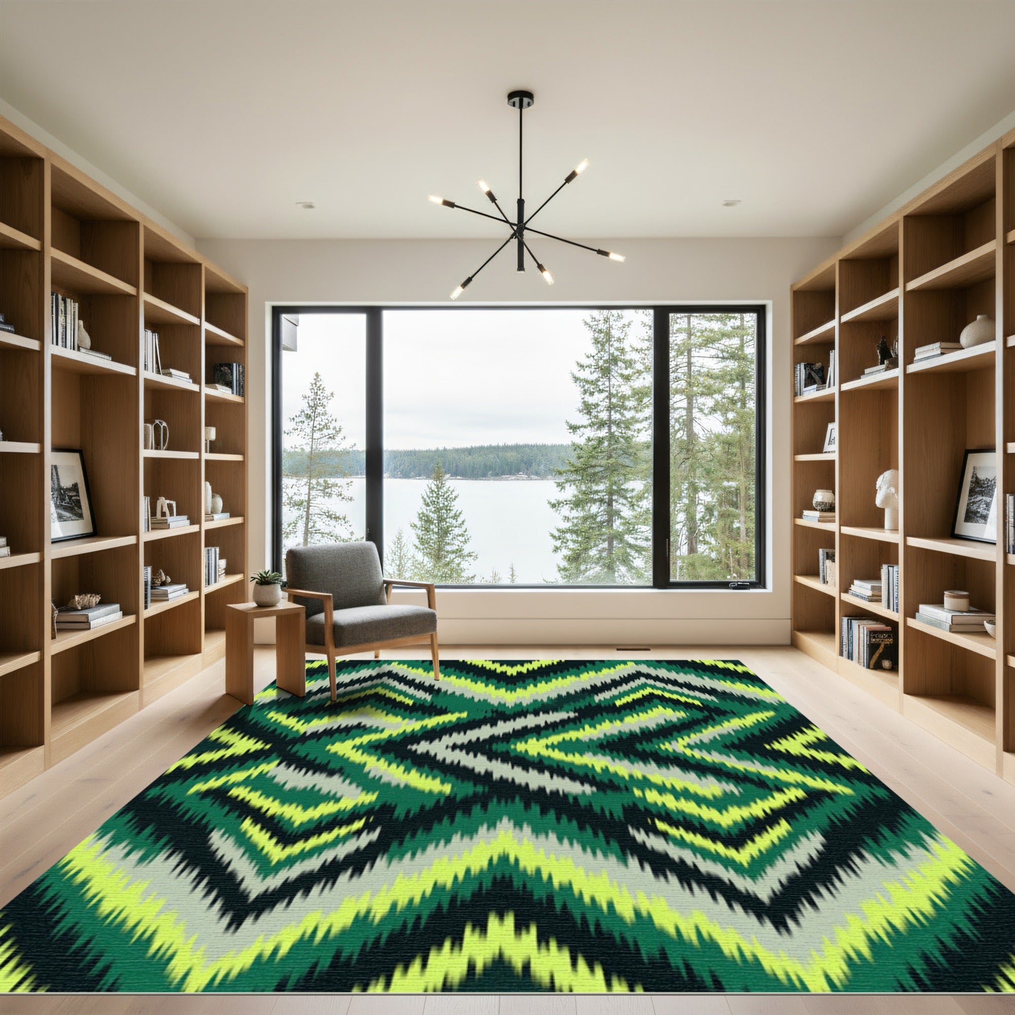 Green Diamond Tribal Zigzag Rug