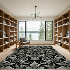 White Acanthus Scrollwork Classic Medallion Rug