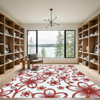 Coral Red Blossom All-Over Rug