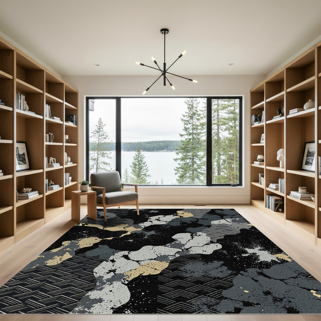 Abstract Terra Cotta Splatter Waves Rug