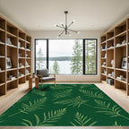 Emerald Green Palm Frond Silhouette Rug