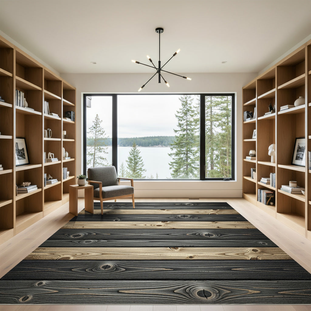 Dark Wood Grain Plank Rug