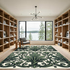 Emerald Botanical Acanthus Leaf Scroll Rug