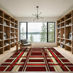 Crimson Cream Intersecting Stripe Rug