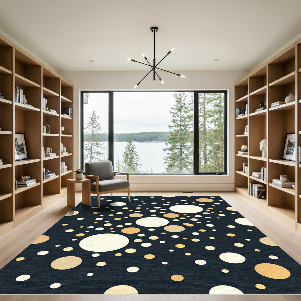 Golden Polka Dot Midnight Sky Rug