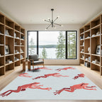 Playful Terracotta Frog Leap Illustration Rug