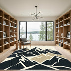Minimalist Dark Mountain Range Abstraction Rug